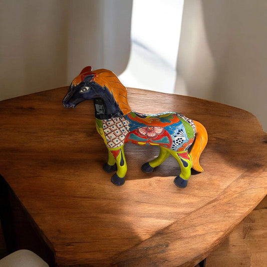 Small Talavera Horse Statue | Vibrant Hand-Painted Mexican Decor