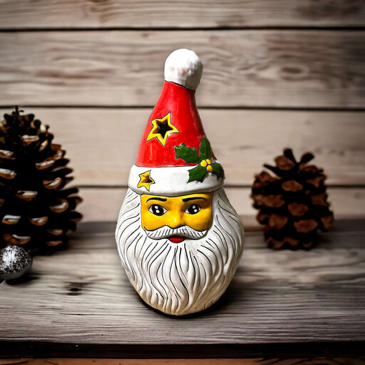 Hand-Painted Talavera Santa Statue | Festive Christmas Decoration