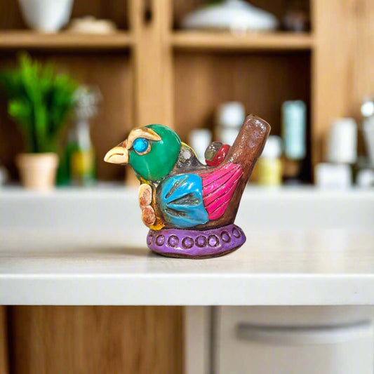 Small Aztec Bird Whistle | Handmade Cultural Ceramic Decor