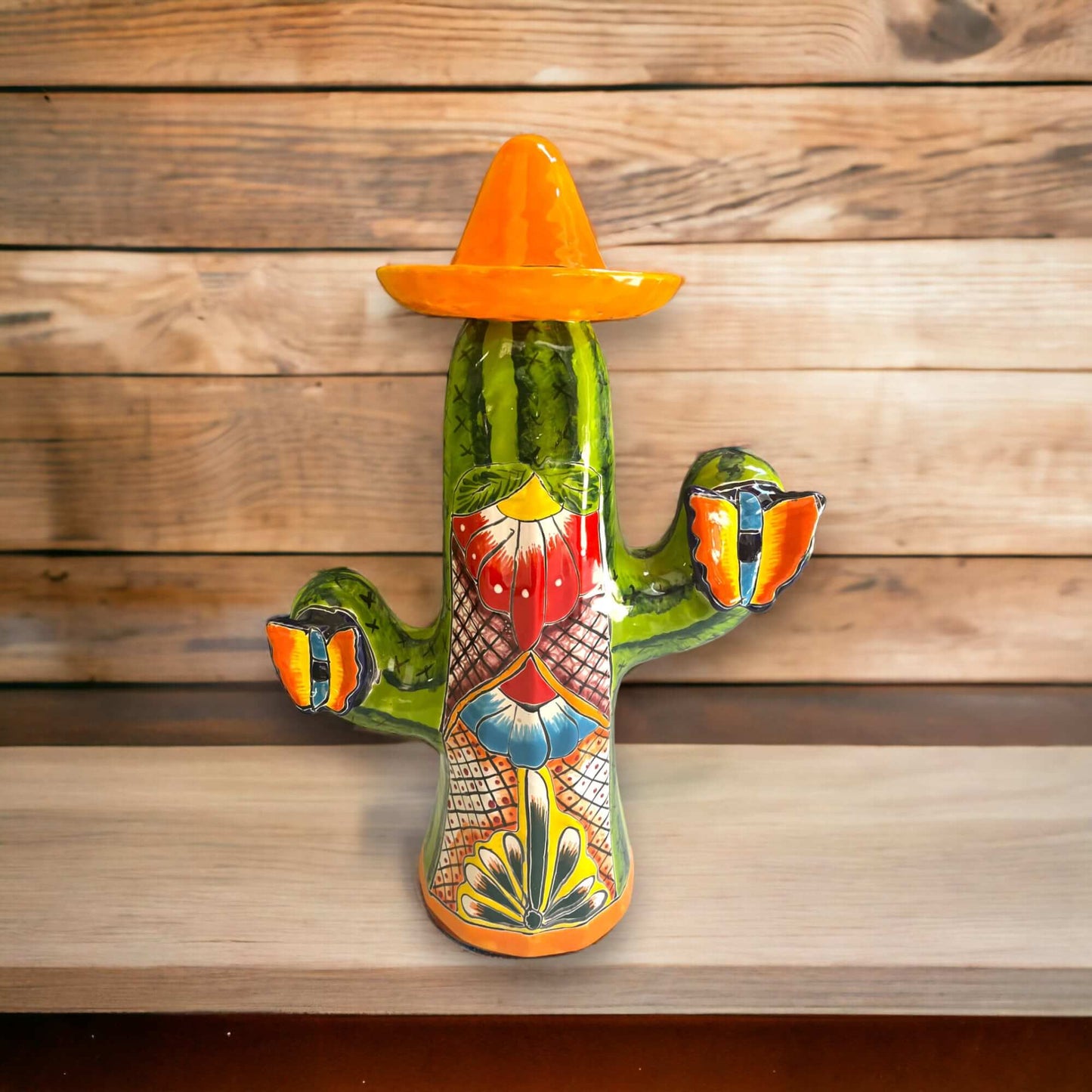 Talavera Cactus Statue | Colorful Handmade Mexican Art