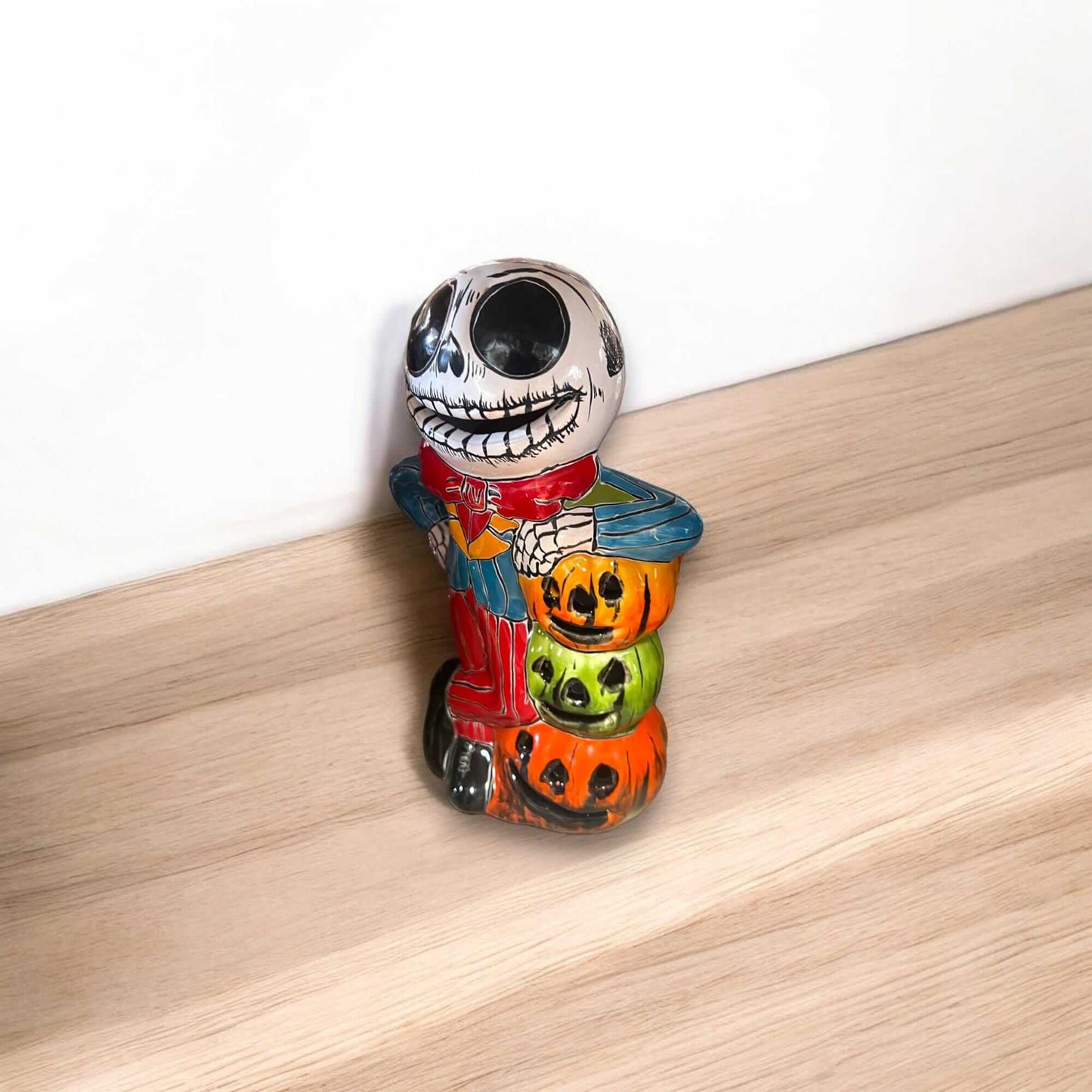 Handmade Talavera Skeleton Statue | Day of the Dead Calavera Decor