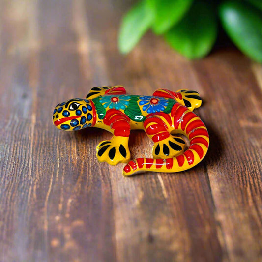 Talavera Lizard Figurine | Mexican Handmade Wall Decor
