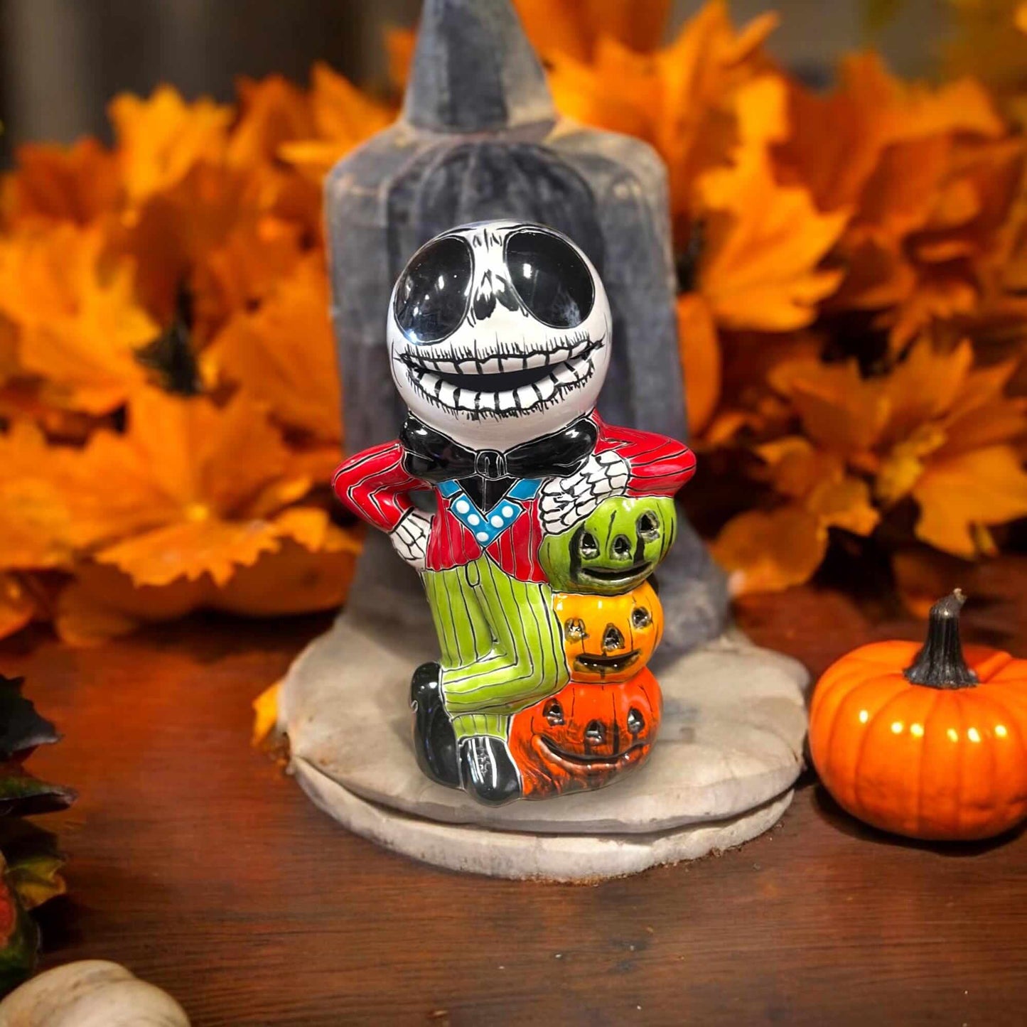 Handmade Talavera Skeleton Statue | Day of the Dead Calavera Decor