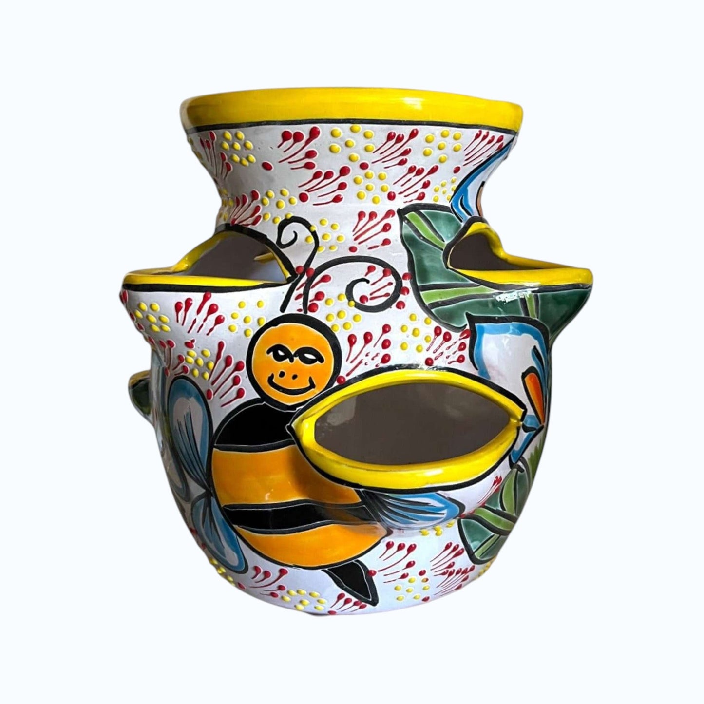 Handmade Talavera Strawberry Pot | Bumble Bee Garden Planter