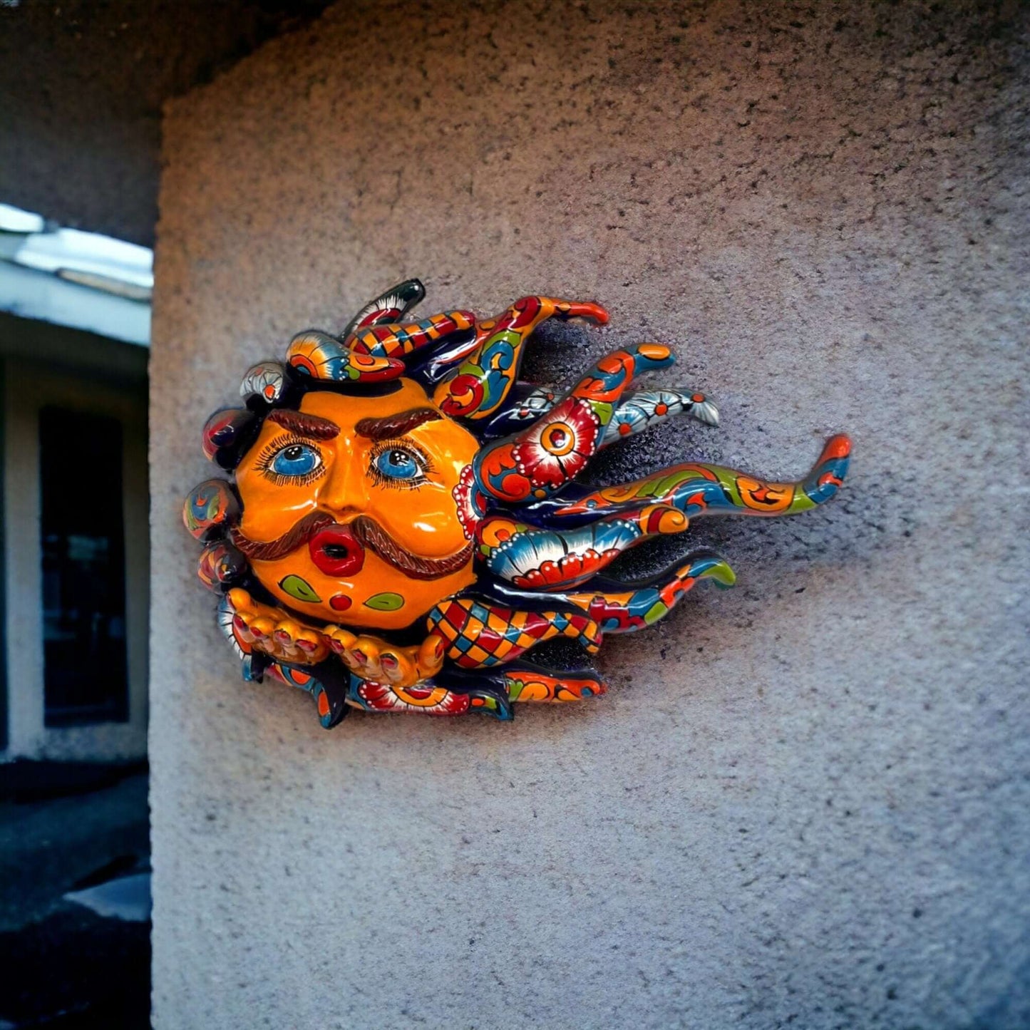 Handmade Talavera Sun Face | Colorful Mexican Wall Art