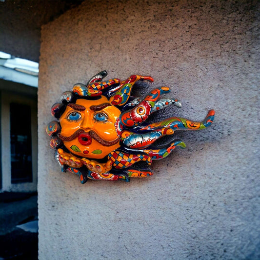 Handmade Talavera Sun Face | Colorful Mexican Wall Art