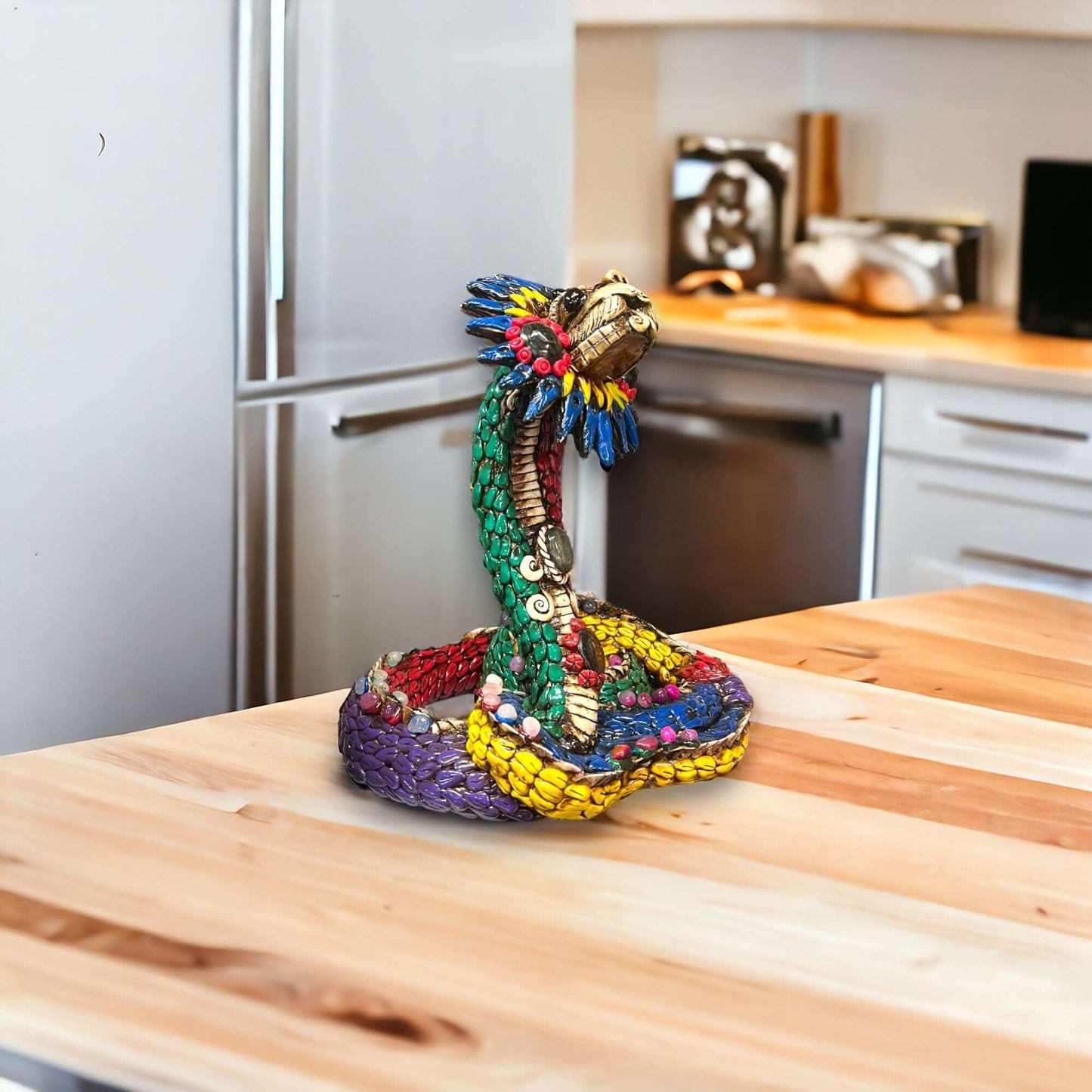 Handmade Aztec Snake Statue | Artisan Crafted Cultural Decor