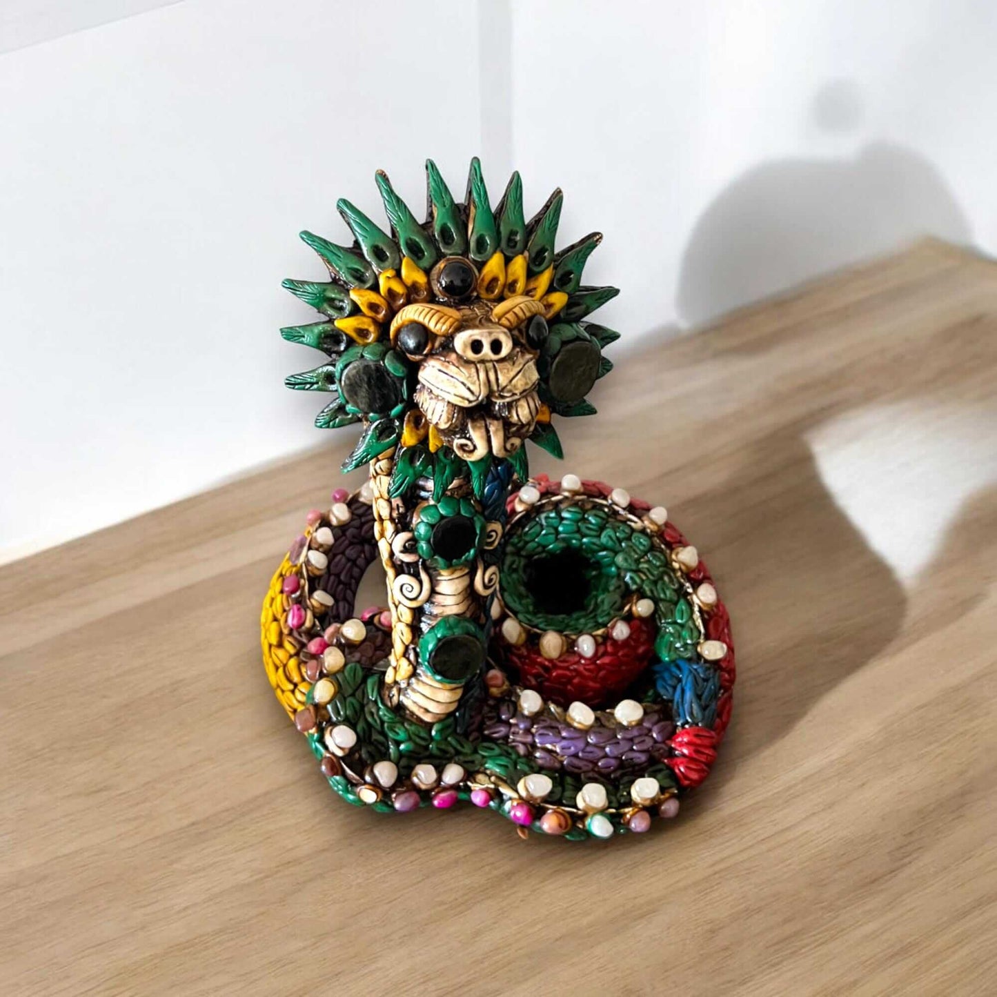 Handmade Aztec Snake Statue | Artisan Crafted Cultural Decor