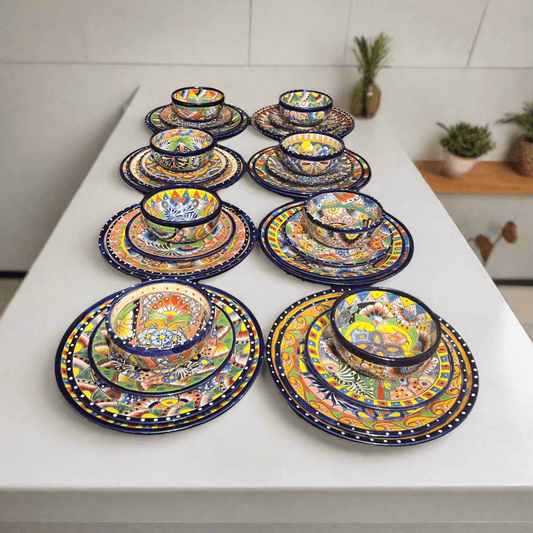 Handmade Talavera 32-Piece Dinnerware Set | Mexican Pottery for 8