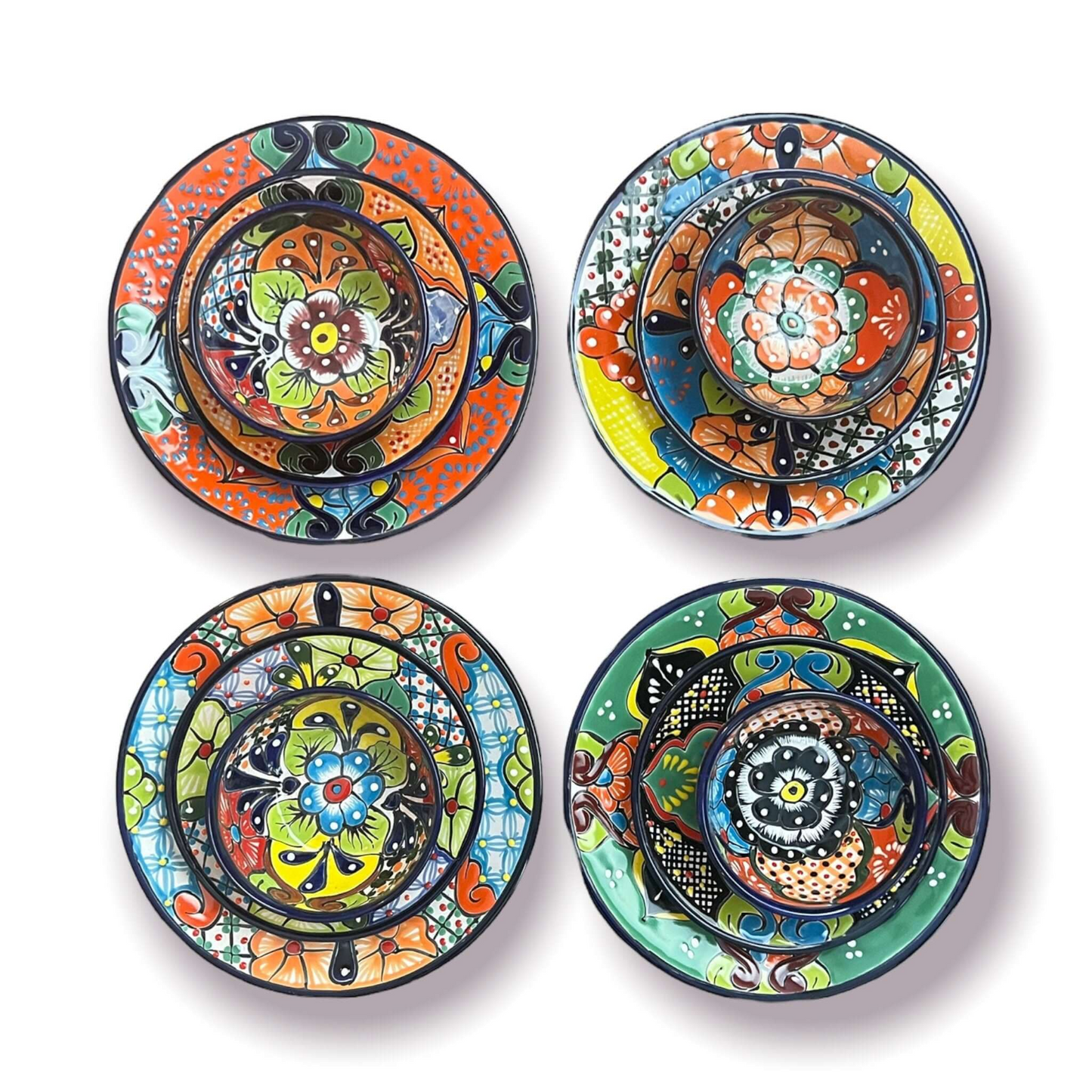 20-Piece Talavera Dinnerware Set | Floral Tableware for 6