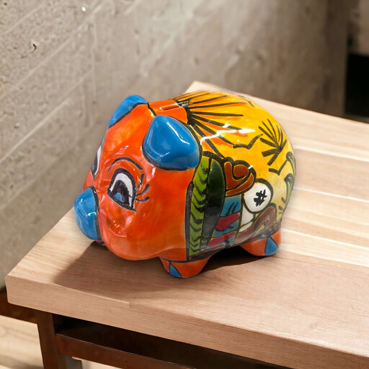 Vibrant Talavera Piggy Bank | Colorful Handmade Mexican Desert Theme