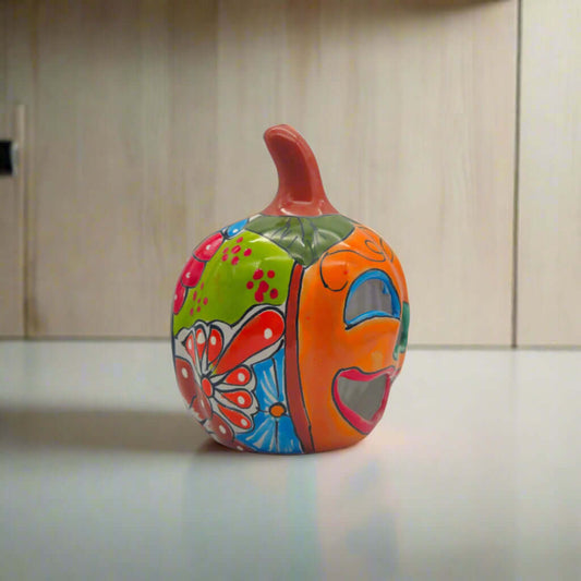 Handmade Talavera Pumpkin | Mexican Jack-O'-Lantern Decor