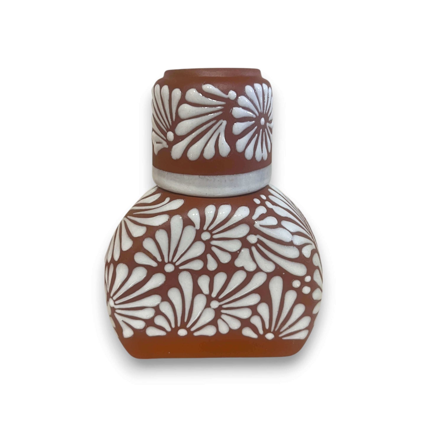 Terracotta Water Carafe Set | Talavera-Style Bedside Decanter