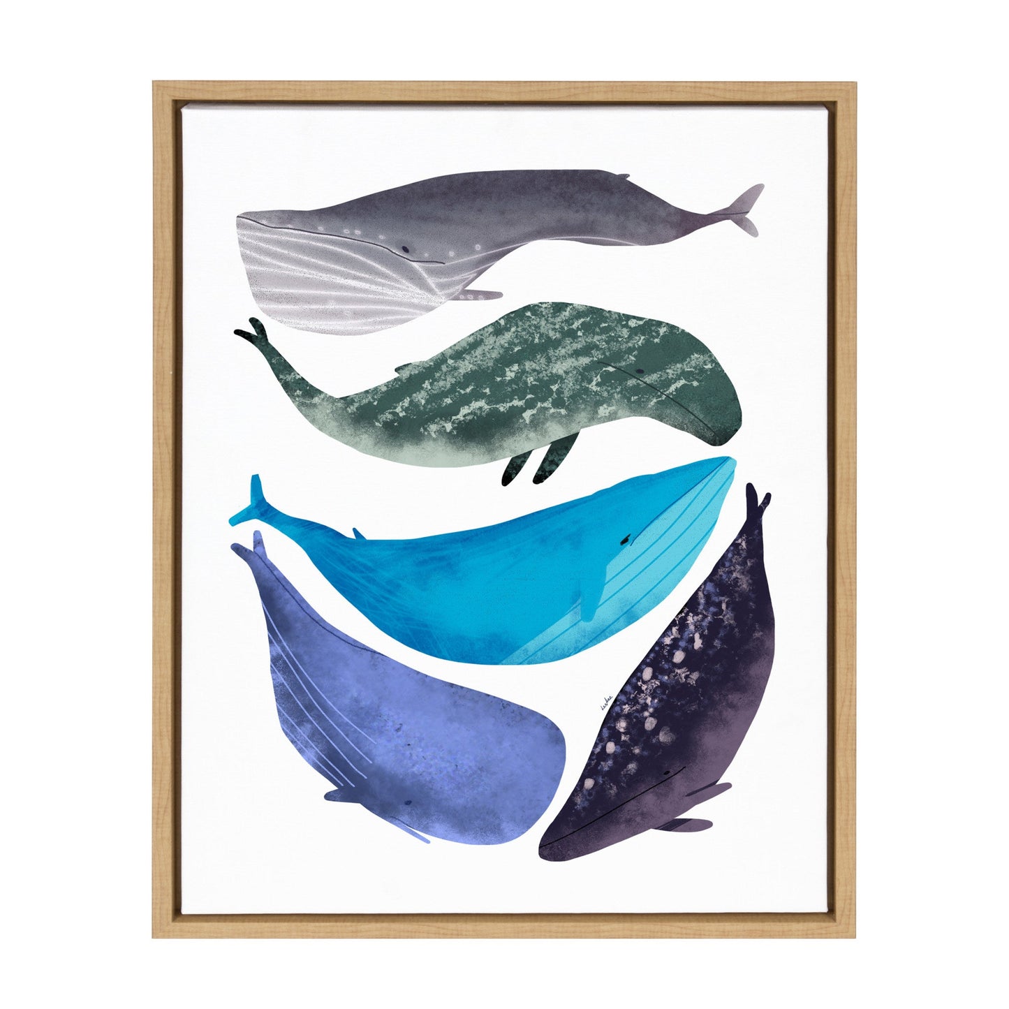 Sylvie Whales Framed Canvas by Lida Larina