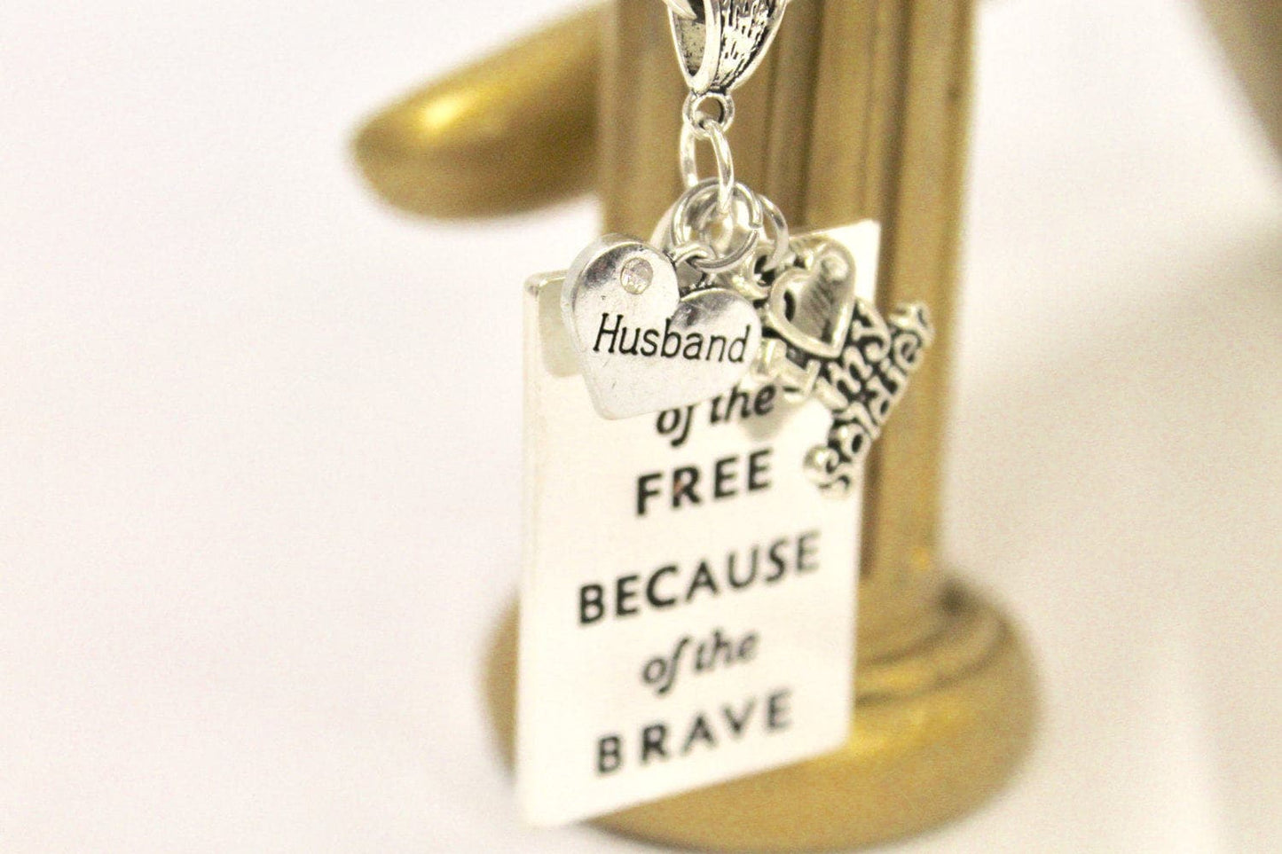 Military Supporter Keychain, Home of the Free Because of the Brave, Keyring Flag Gift, I Love My Soldier, Soldier Wife Gift, Military Wife