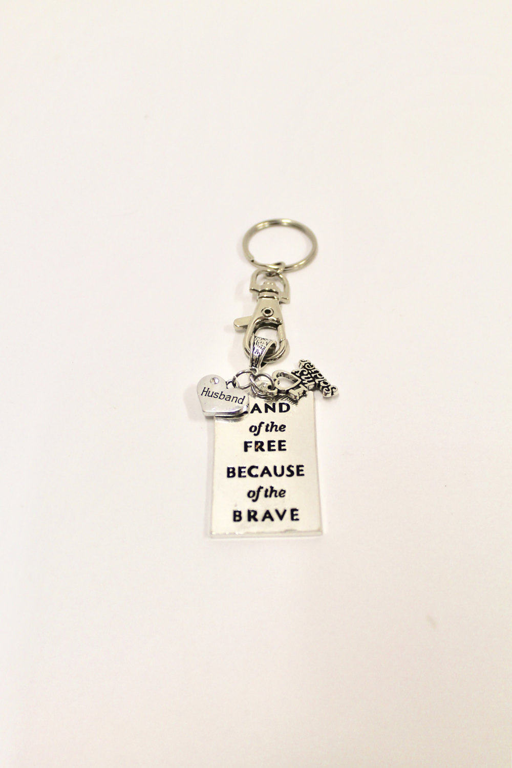 Military Supporter Keychain, Home of the Free Because of the Brave, Keyring Flag Gift, I Love My Soldier, Soldier Wife Gift, Military Wife