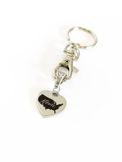 Patriotic Gifts, Patriotic Keychain, My Heart And Home Is In The USA Keychain, USA Pride, USA Proud, American Pride, America Proud, Military