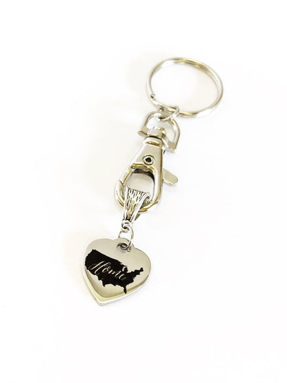 Patriotic Gifts, Patriotic Keychain, My Heart And Home Is In The USA Keychain, USA Pride, USA Proud, American Pride, America Proud, Military
