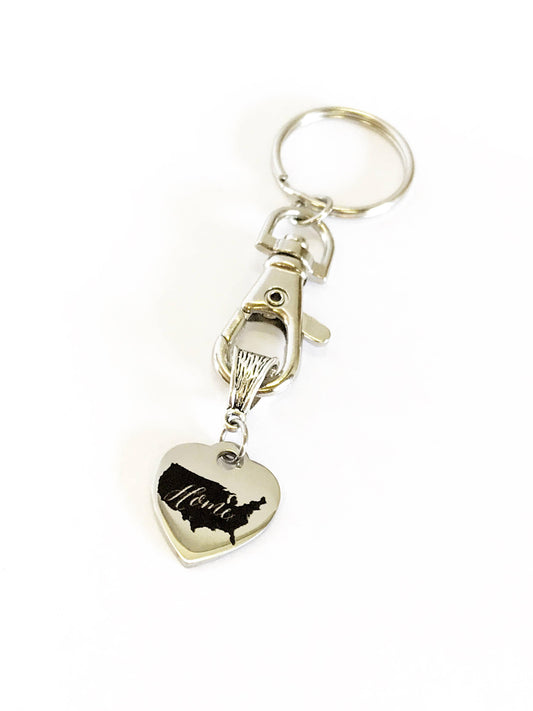 Patriotic Gifts, Patriotic Keychain, My Heart And Home Is In The USA Keychain, USA Pride, USA Proud, American Pride, America Proud, Military