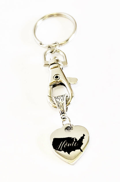 Patriotic Gifts, Patriotic Keychain, My Heart And Home Is In The USA Keychain, USA Pride, USA Proud, American Pride, America Proud, Military