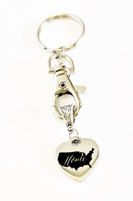 Patriotic Gifts, Patriotic Keychain, My Heart And Home Is In The USA Keychain, USA Pride, USA Proud, American Pride, America Proud, Military