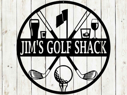 Golf 19th Hole Custom Name Metal Sign | Personalized Golf Bar Decor