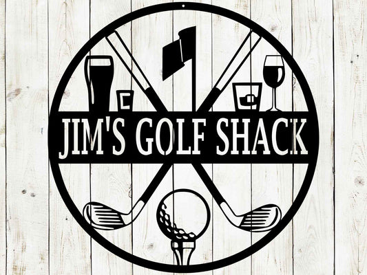 Golf 19th Hole Custom Name Metal Sign | Personalized Golf Bar Decor