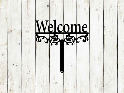 Welcome Yard Stake Metal Sign | Outdoor Garden Entry Decor