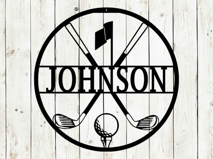 Personalized Golf Metal Sign | Custom Golf Monogram Wall Art