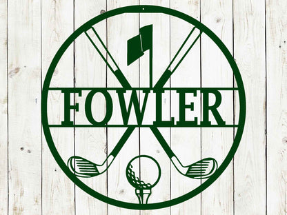 Personalized Golf Metal Sign | Custom Golf Monogram Wall Art