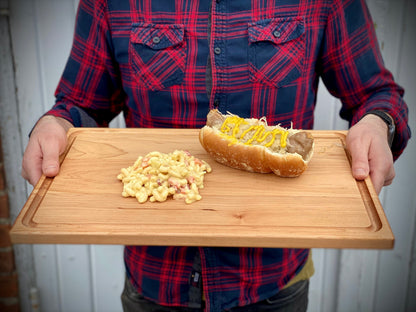 Large Wood Cutting Board With Juice Groove 18x12 Inches, Wood Cheese Board, Wooden Chopping Board, Wooden Cutting Board Made in the USA