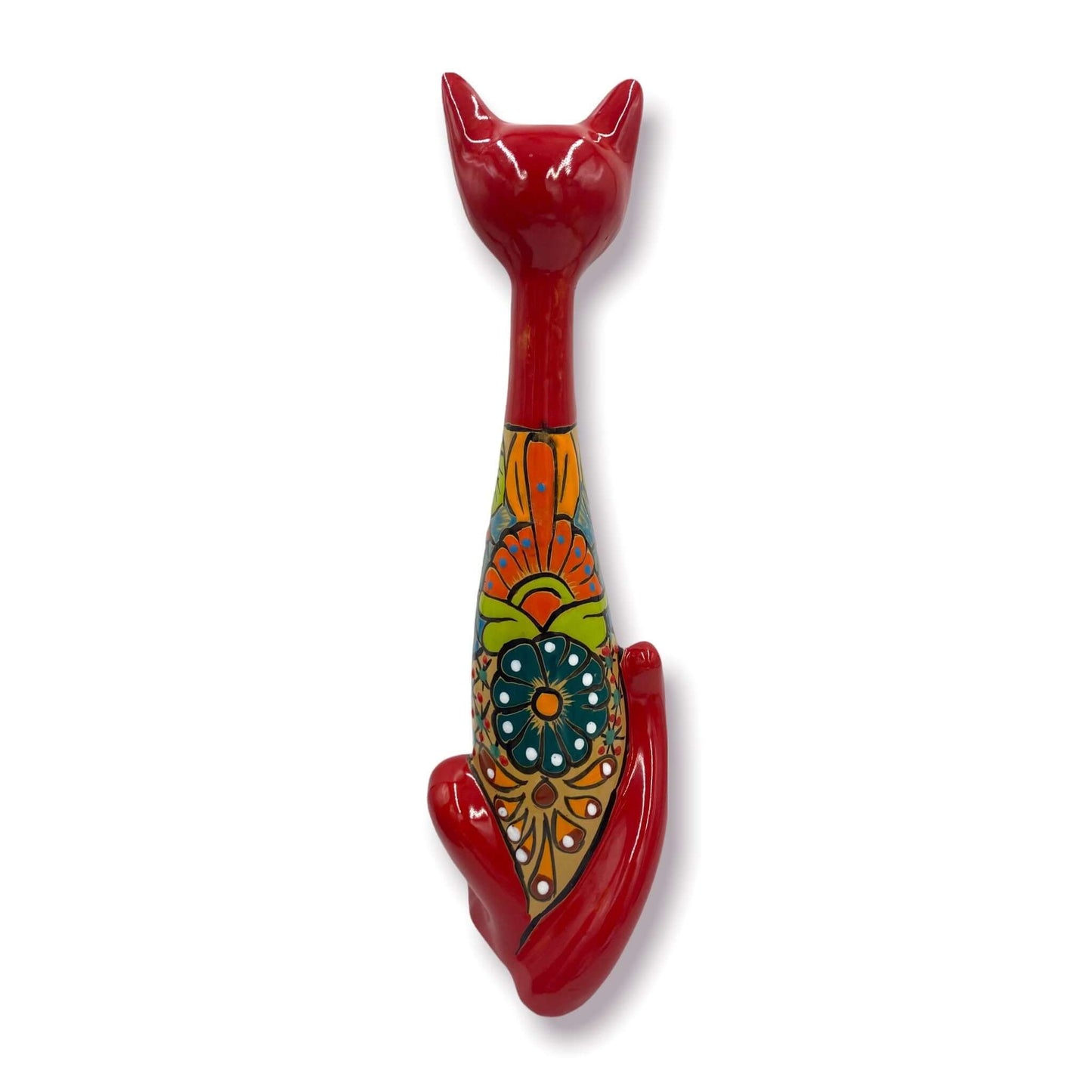 Mexican Handmade Talavera Cat Statue | Cultural Artwork