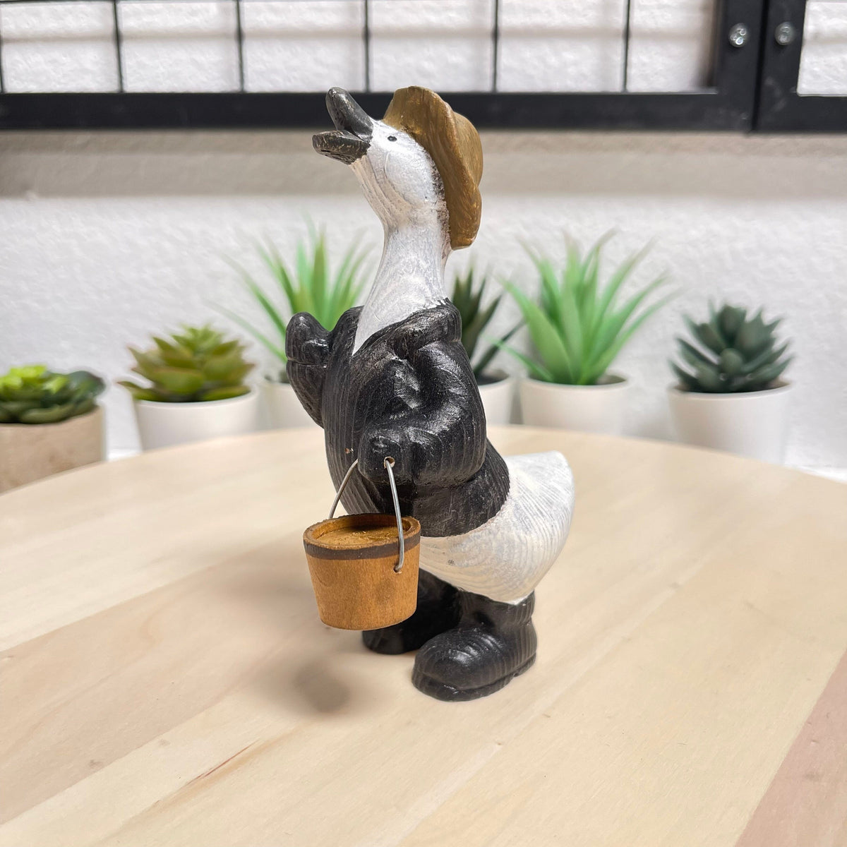 YEEYAYA Wood Duck Wood sculpture Home decor Wood statue Wood figurines room decor Hand Carved farm Animals