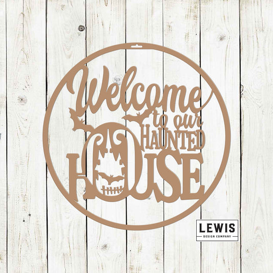 Welcome to Our Haunted House Metal Door Hanger | Halloween Decor