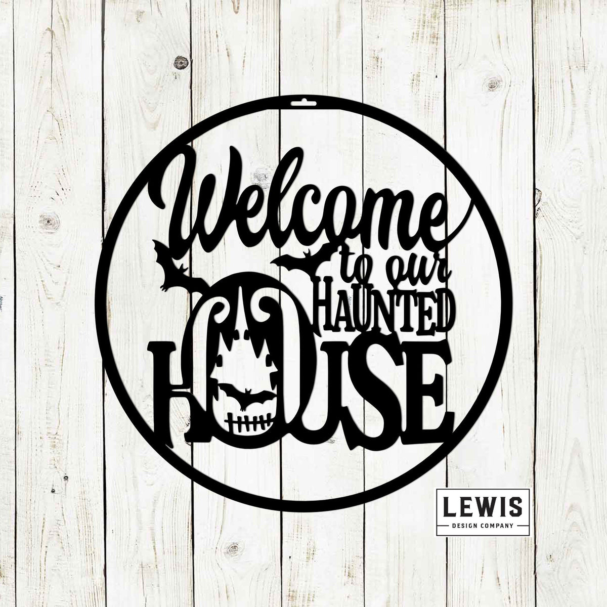 Welcome to Our Haunted House Metal Door Hanger | Halloween Decor