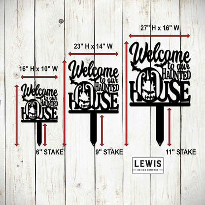 Welcome to Our Haunted House Stakes | Halloween Metal Yard Decor