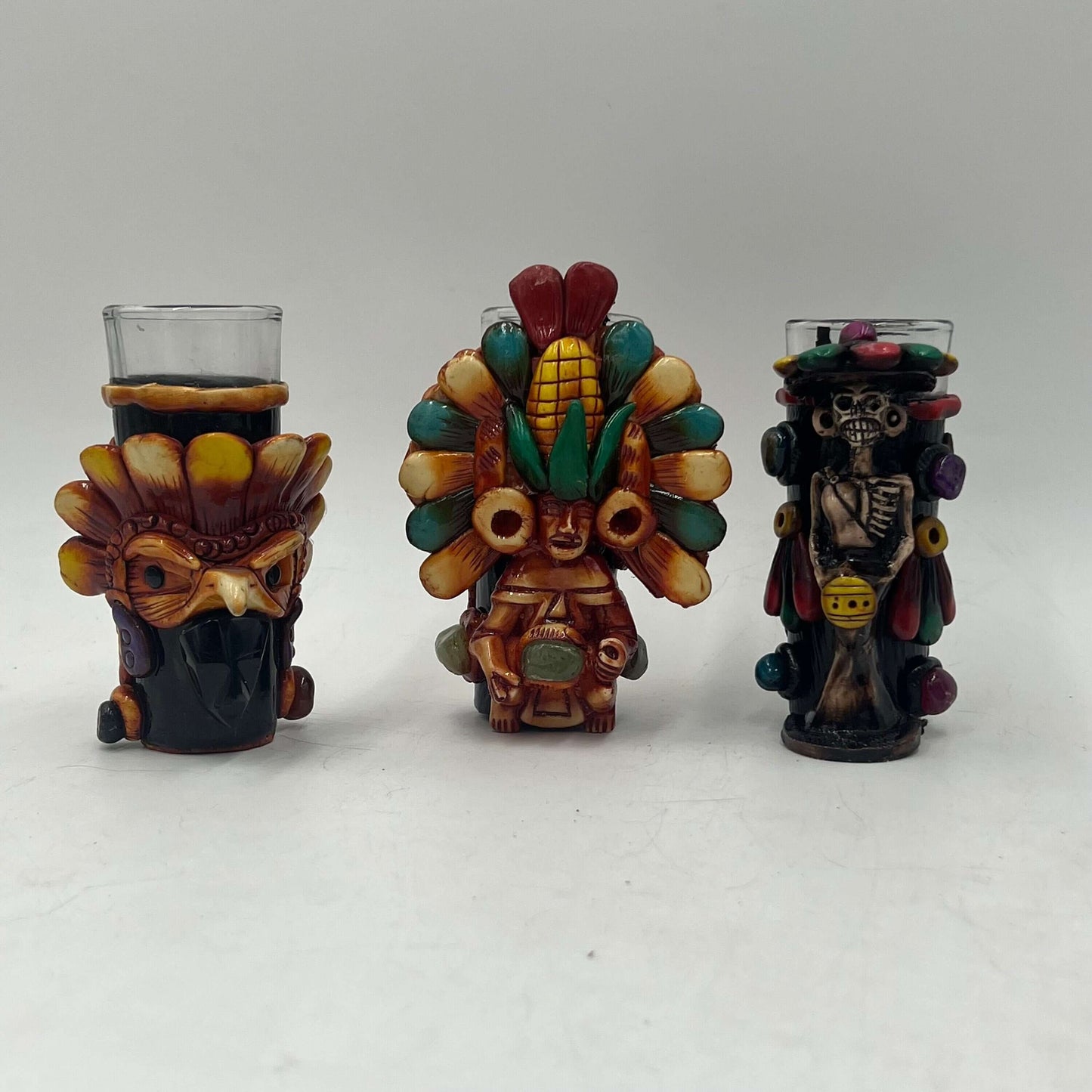Handmade Mexican Shot Glass | Aztec Warrior Design