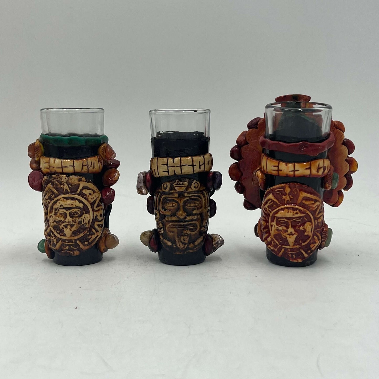 Handmade Mexican Shot Glass | Aztec Warrior Design
