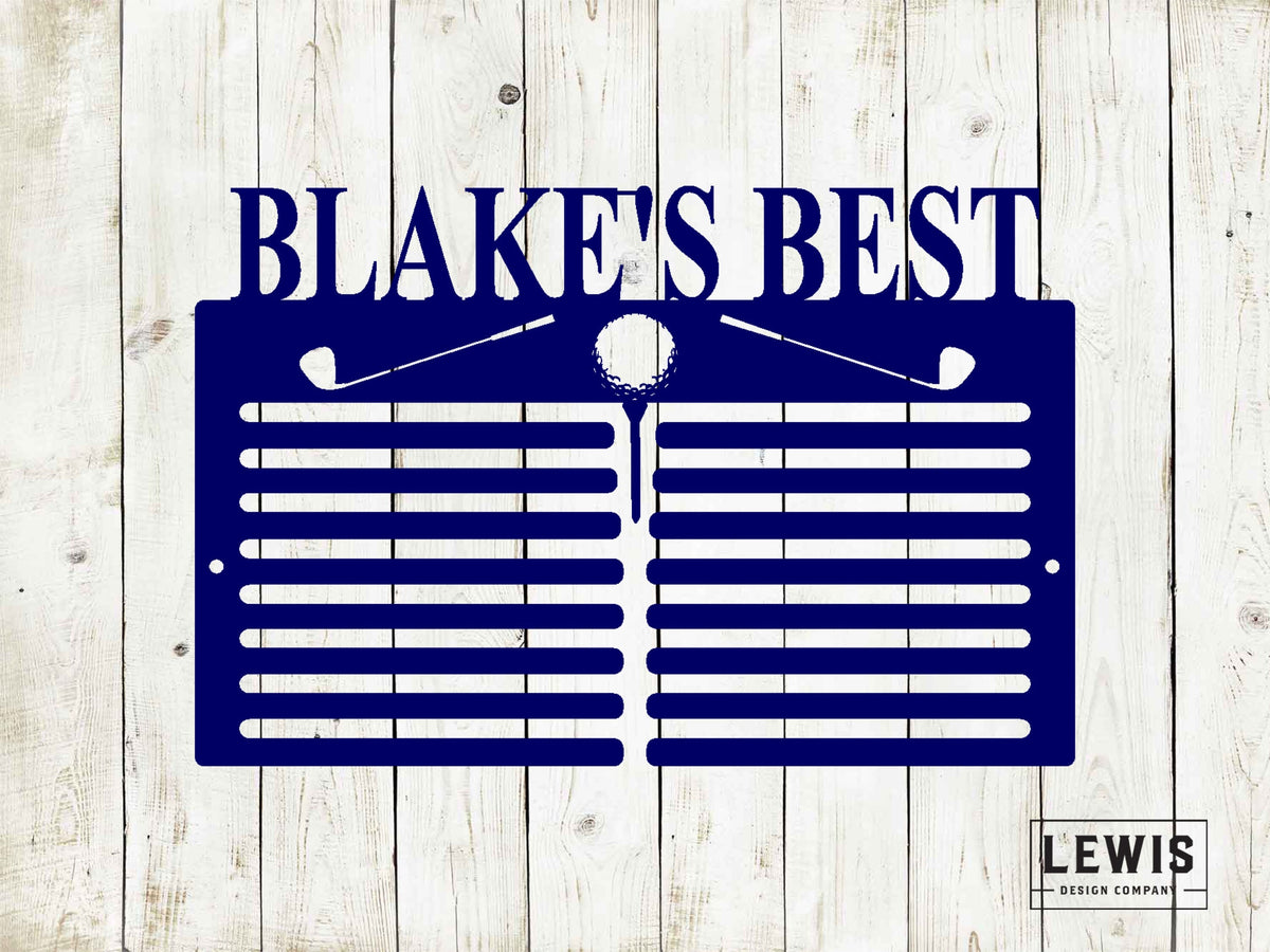 Golf Scorecard Display with Clubs | Personalized Metal Golf Decor
