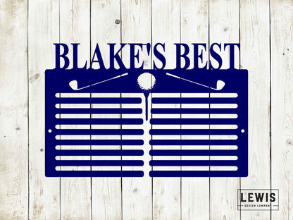Golf Scorecard Display with Clubs | Personalized Metal Golf Decor