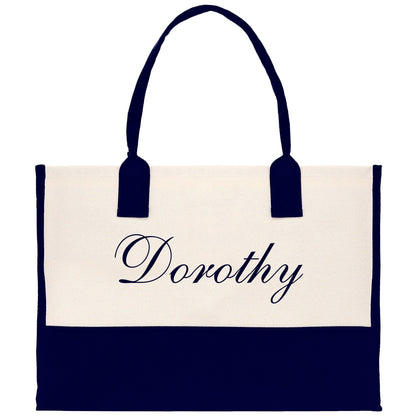 Monogram and Personalized Name Cotton Canvas Tote Bag Initial Tote Bag Letter Tote Bag Birthday Gift Bag Beach Bag Custom Monogrammed Bag
