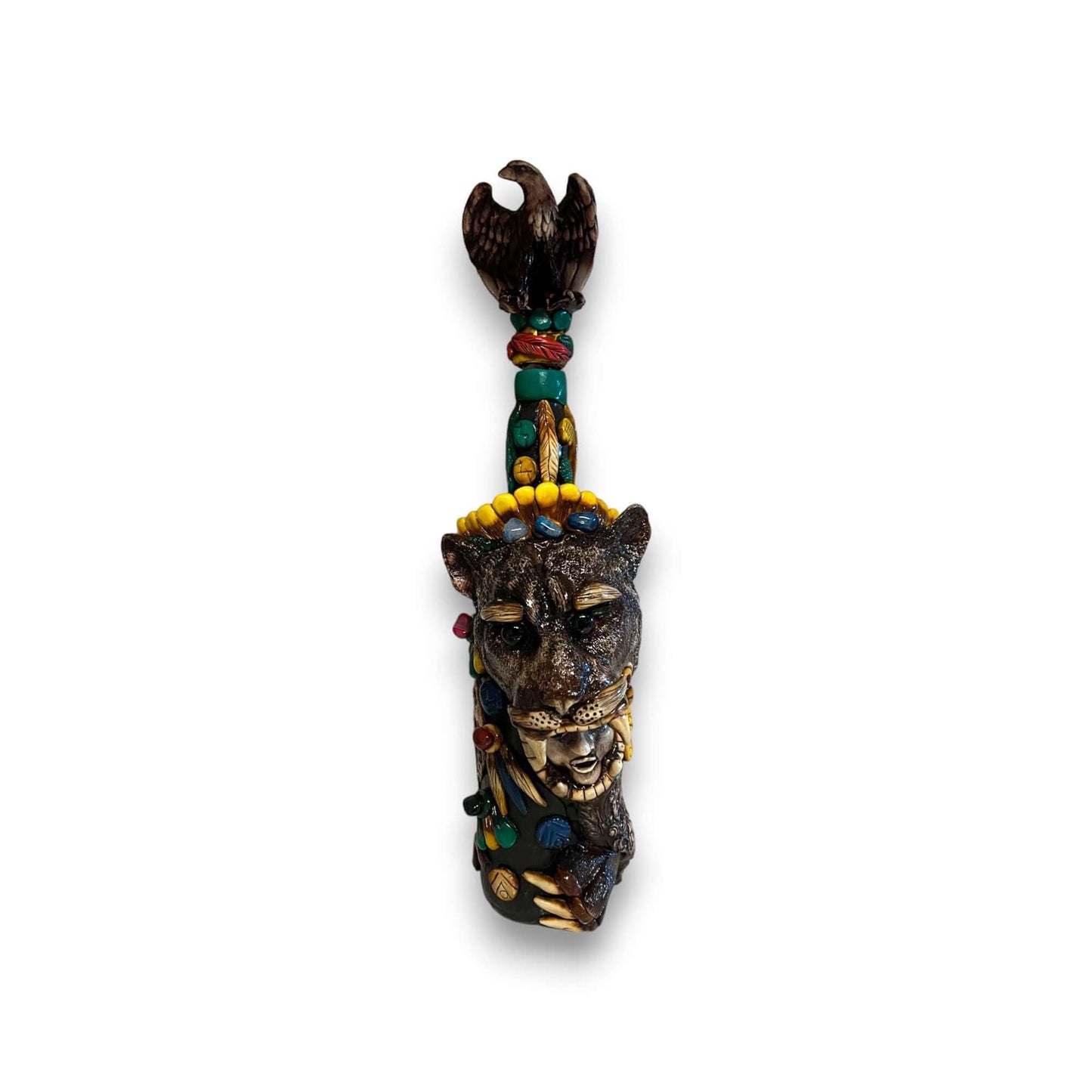 Aztec Warrior Tequila Set | Handmade Mexican Shot Glass & Decanter Set