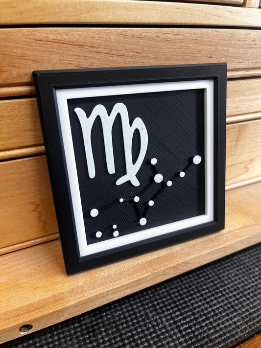 Virgo Constellation Wall Art - 3D Printed Zodiac Symbol Relief Decor