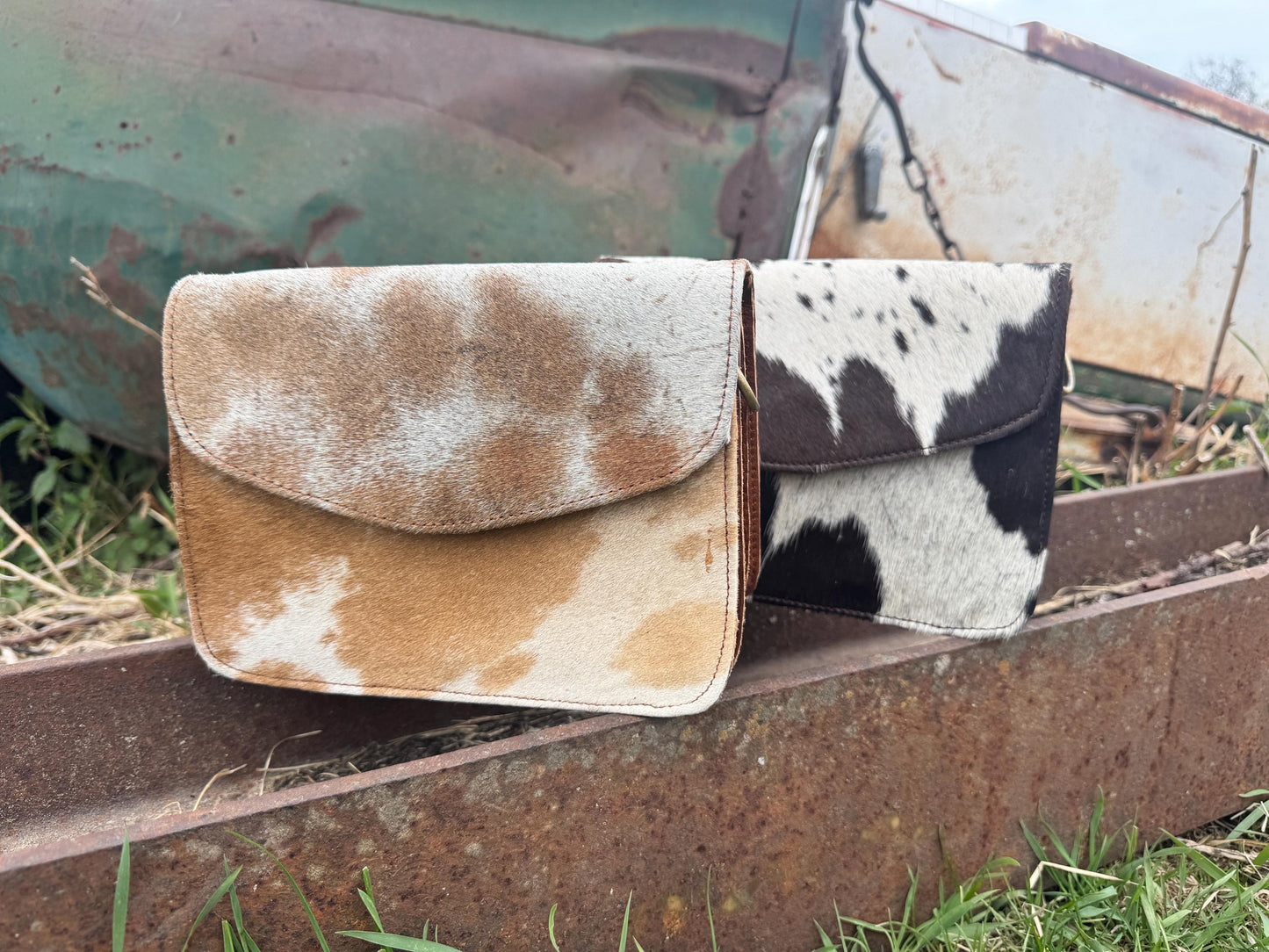 Genuine Cowhide Leather accordion style purse