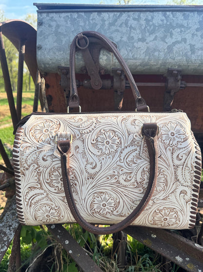 A Cowgirls Promise - western wedding bridal leather barrel speedy bag purse by Double B