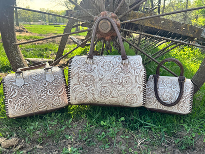 A Cowgirls Promise - western wedding bridal leather barrel speedy bag purse by Double B