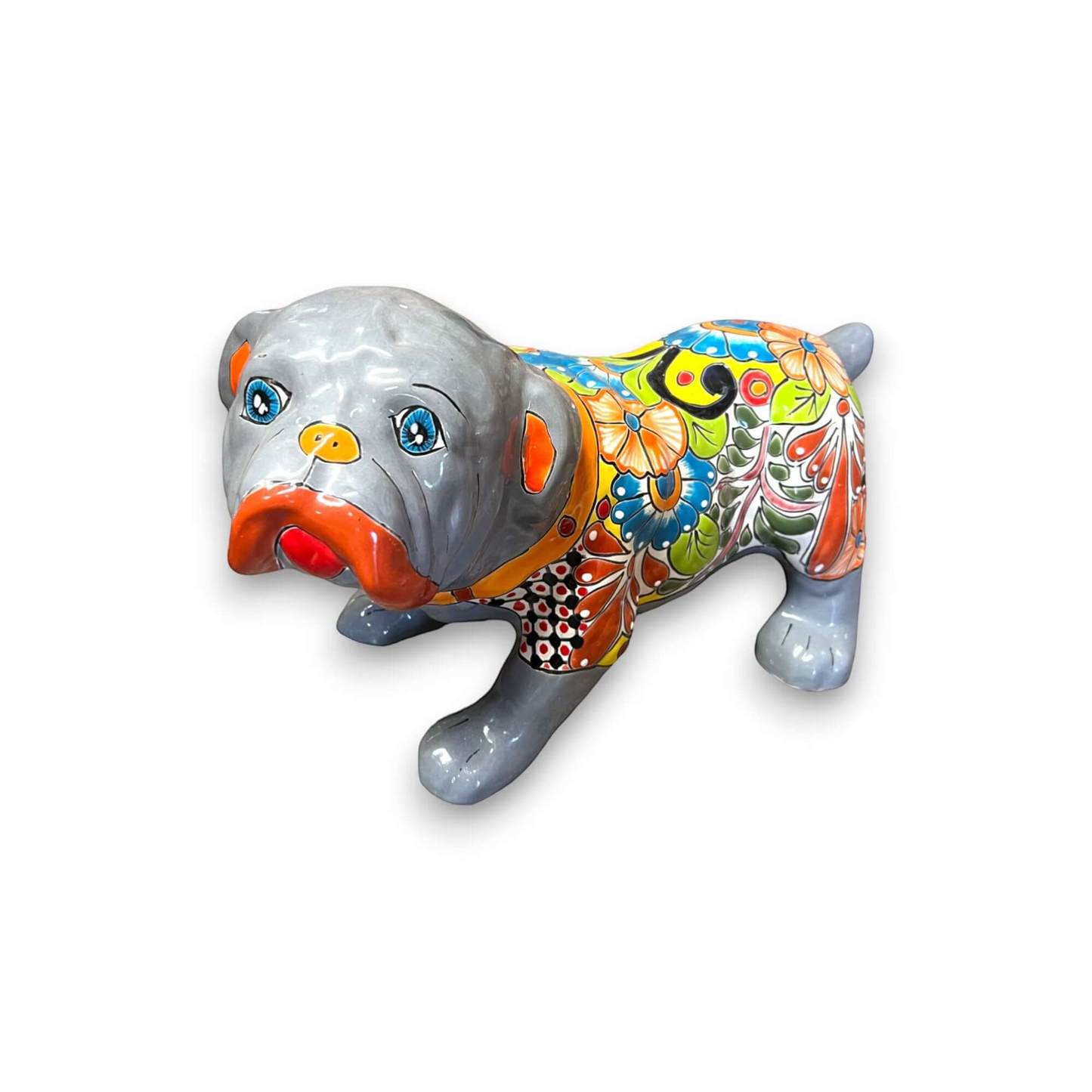 Medium Handmade Talavera Dog Statue | Hand-Painted Animal Artwork