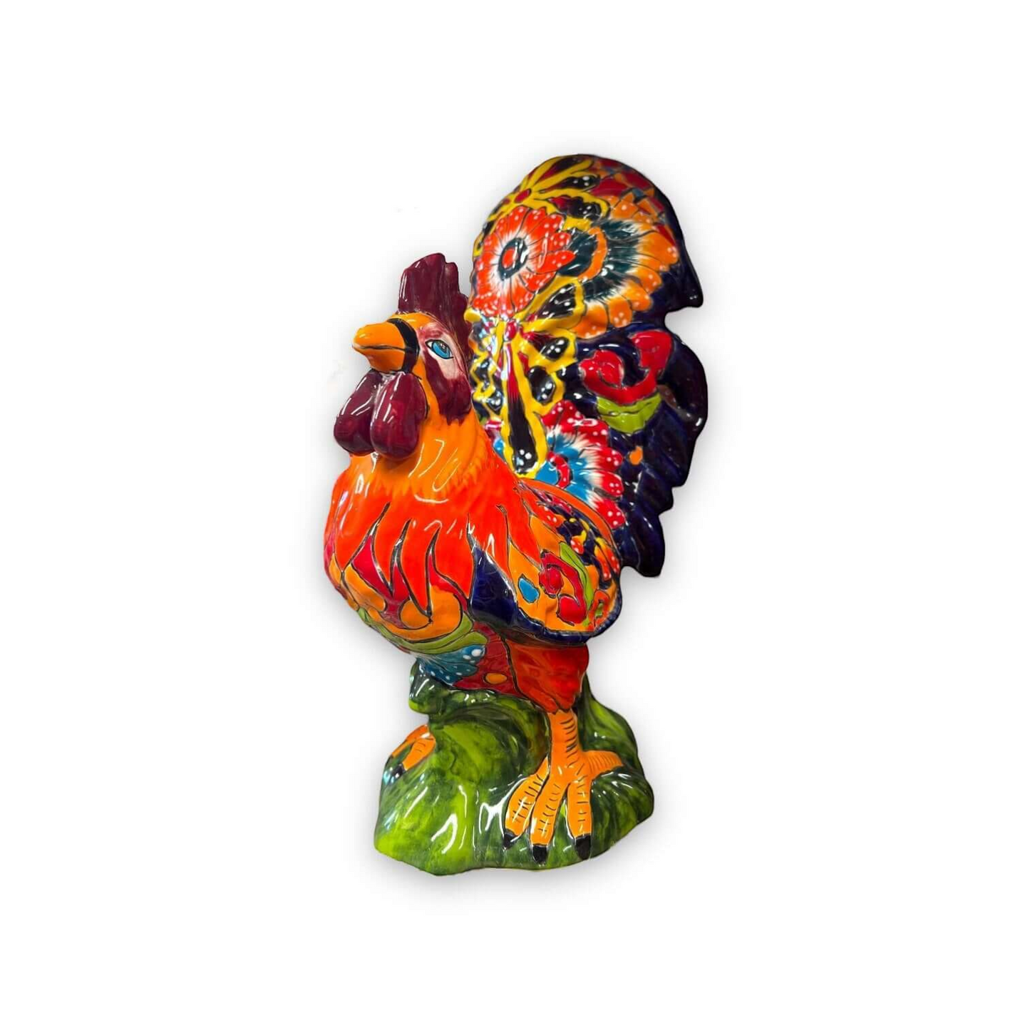 Large Talavera Rooster Statue | Hand-Painted Ceramic Decor