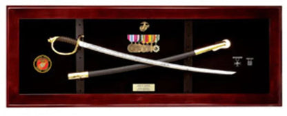 USMC NCO Sword Display Case, Sword Cases, Marine Sword frame, Medallion Sword Cases