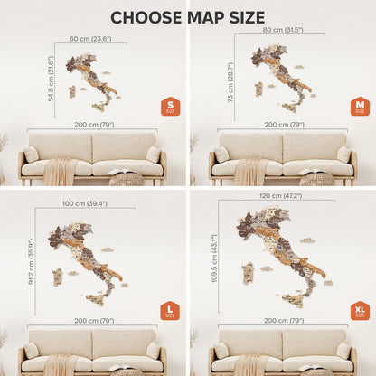 Wooden Map of Italy – Multicolor